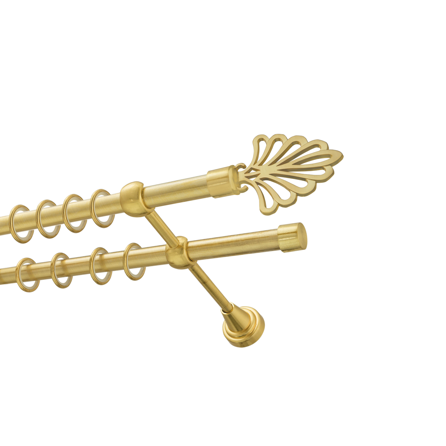 Металлический карниз для штор Бутик, двухрядный 16/16 мм, золото, гладкая штанга, длина 200 см - фото Wikidecor.ru